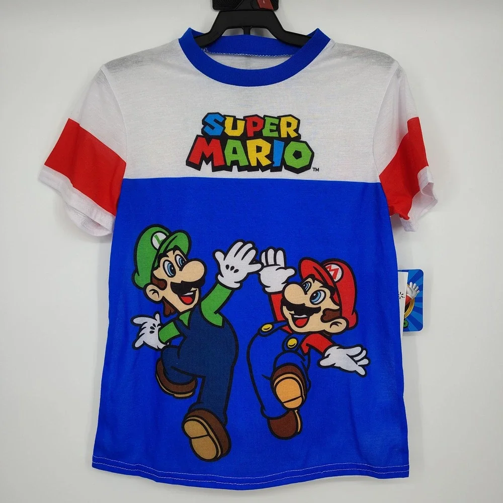 NWT Super Mario Boys‎ Pajama Set Medium 8 T Shirt Pants Mario Luigi